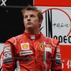 Räikkönen en lo más bajo del podio en China 2008