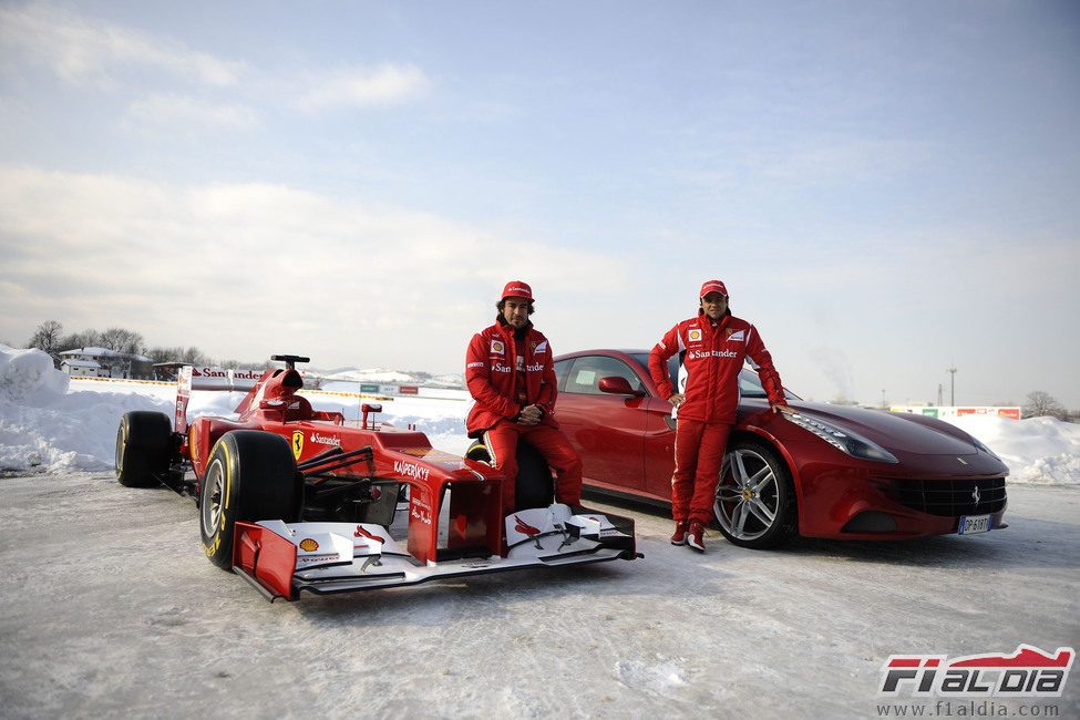 Alonso, Massa, el F2012 y el Ferrari FF
