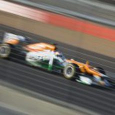 El nuevo Force India VJM05 a toda velocidad en Silverstone
