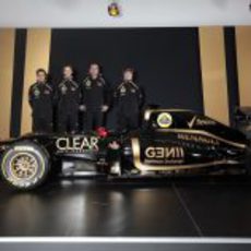 D'Ambrosio, Grosjean, Boullier, Räikkönen y el Lotus E20