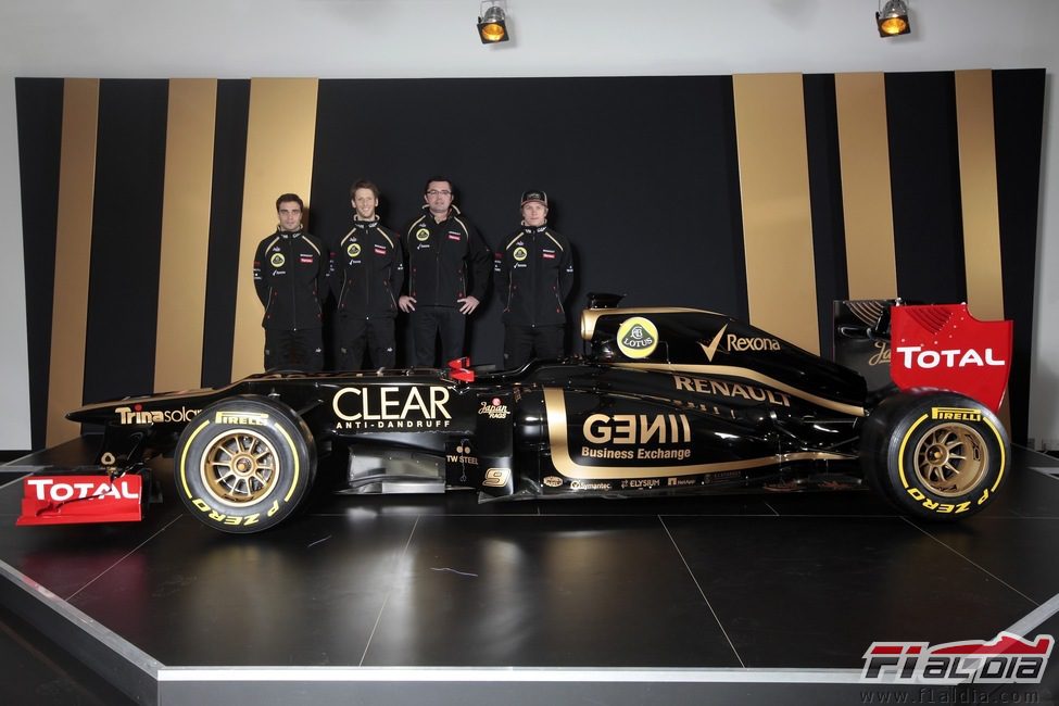 D'Ambrosio, Grosjean, Boullier, Räikkönen y el Lotus E20