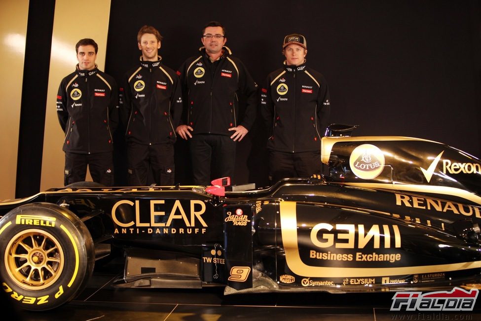 Kimi Räikkönen, Romain Grosjean, Jérôme D'Ambrosio y Eric Boullier