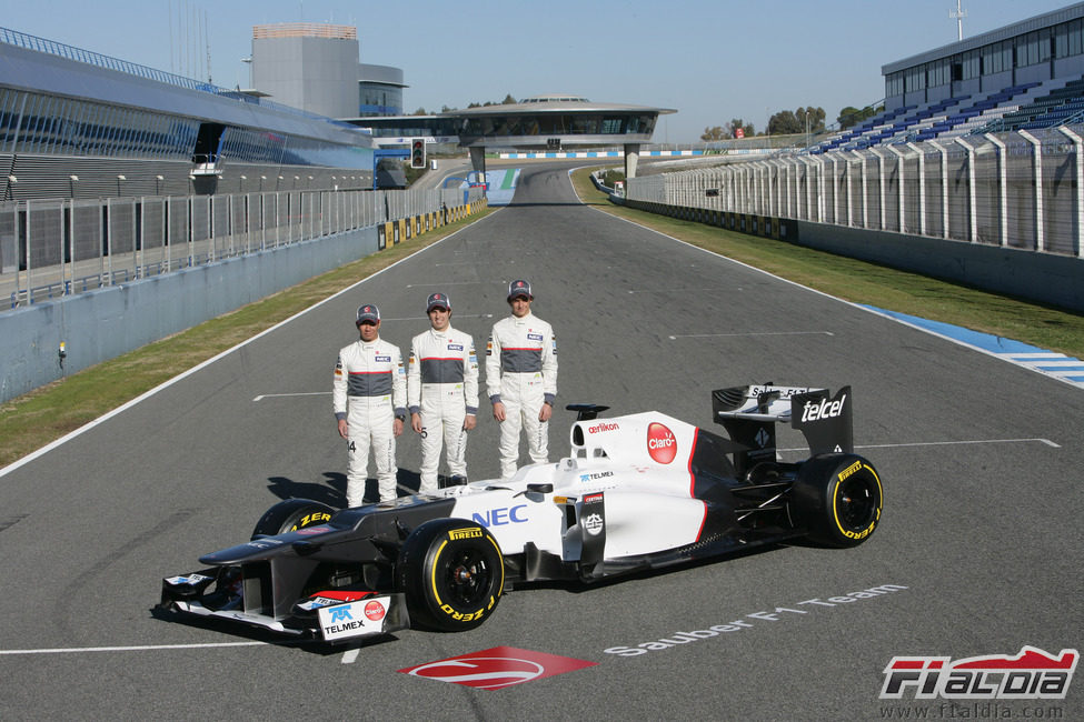 Kobayashi, Pérez, Gutiérrez y el Sauber C31 en Jerez