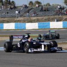 Maldonado y Rosberg en la pista de Jerez