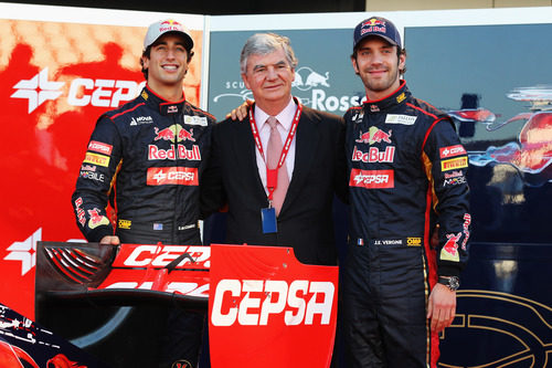 Daniel Ricciardo, Santiago Bergareche y Jean-Eric Vergne