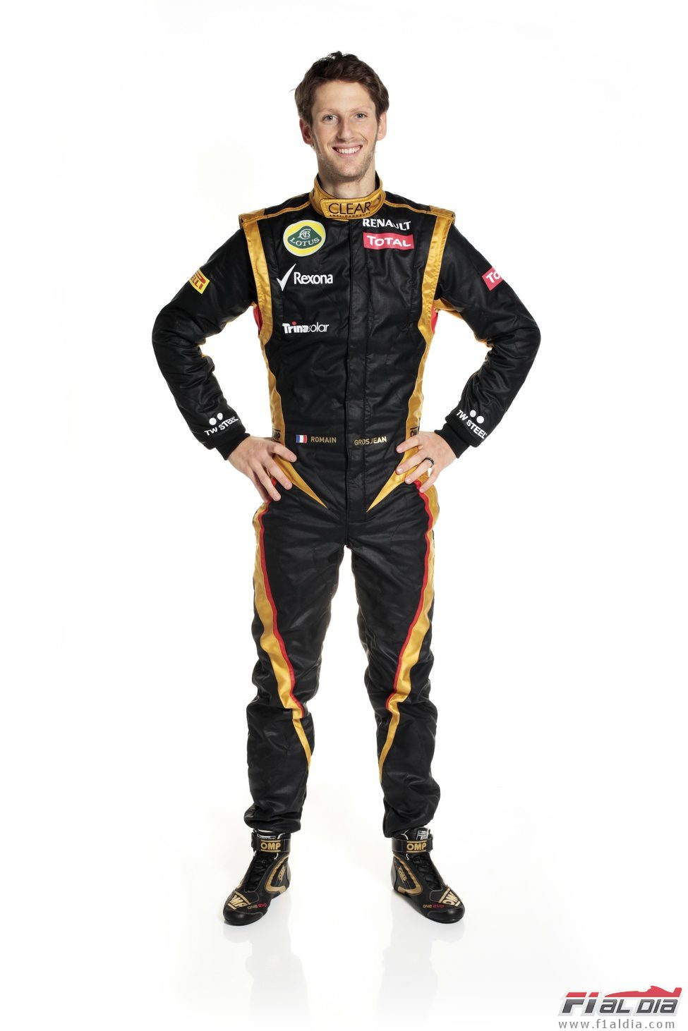 Romain Grosjean, con el mono de Lotus para 2012