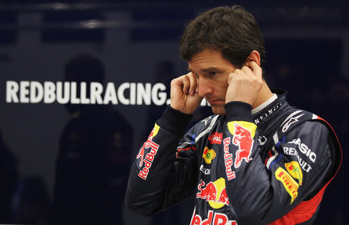 Mark Webber en su box de Jerez