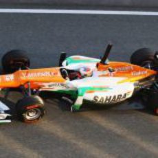 Vista superior del Force India de Di Resta en Jerez