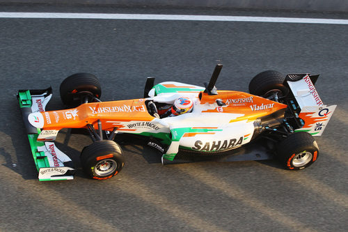 Vista superior del Force India de Di Resta en Jerez