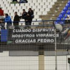 Cartel de apoyo a Pedro de la Rosa en Jerez