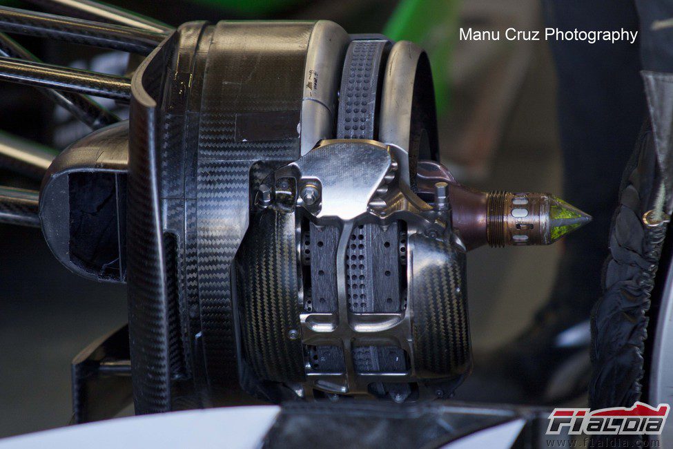 Detalle de las pastillas de freno del Red Bull RB8