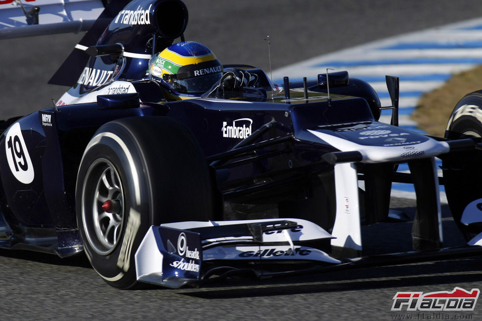 Senna pilotando el Williams FW34 en Jerez