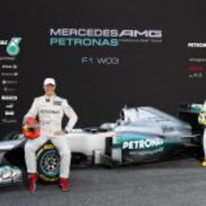 Michael Schumacher y Nico Rosberg con el Mercedes W03