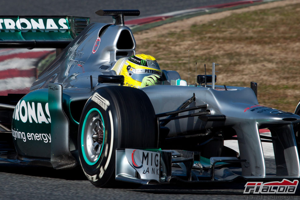 Rosberg con el W03 en los test de Barcelona