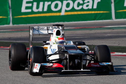 Pérez a los mandos del Sauber C31 en Barcelona