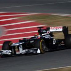 Pastor Maldonado con el FW34 en Barcelona