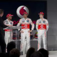 Paffett, Hamilton, Button y Turvey en la presentación del McLaren de 2012