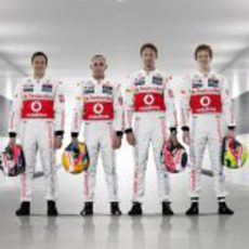 Gary Paffett, Lewis Hamilton, Jenson Button y Oliver Turvey