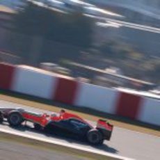 Charles Pic en el Marussia en los test de Barcelona