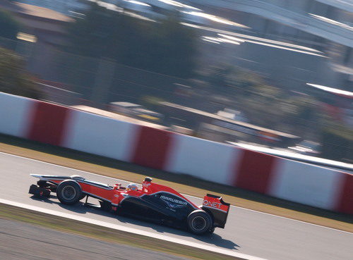 Charles Pic en el Marussia en los test de Barcelona