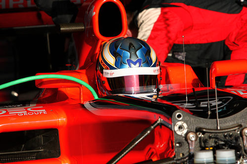 Pic sentado en el Marussia de 2011 en Barcelona