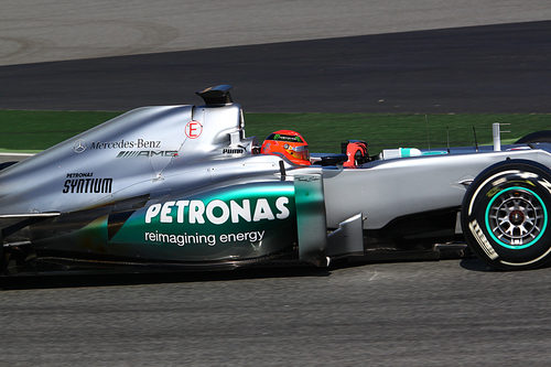 El Mercedes W03 de Schumacher en los test de Barcelona