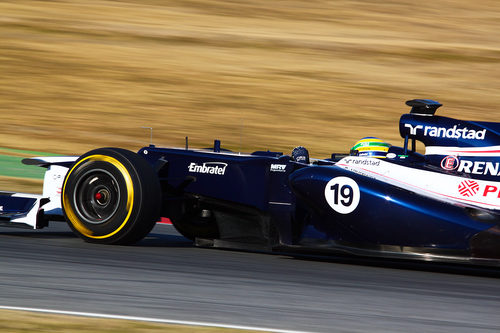 Senna al volante del FW34 en los test de Barcelona