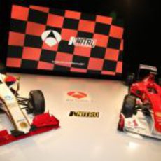 Antena 3 preparó un set con HRT y Ferrari