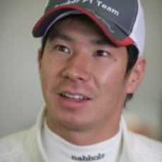 Kamui Kobayashi en los entrenamientos de pretemporada en Barcelona