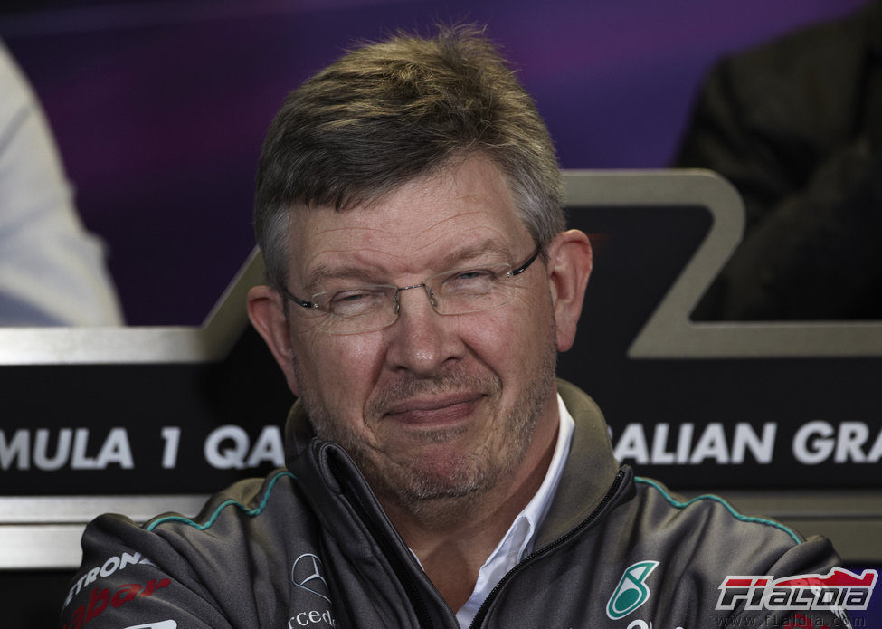 Ross Brawn, muy sonriente en la rueda de prensa de Australia 2012