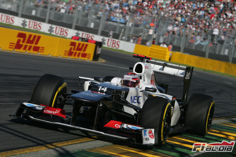 Kamui Kobayashi con el Sauber en la clasificación de Australia