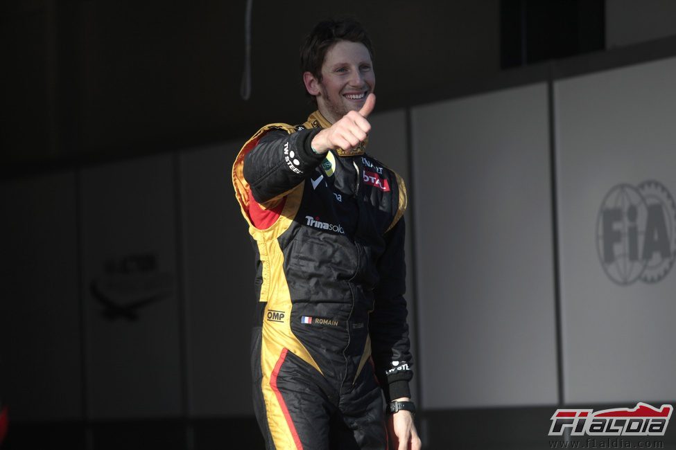 Pulgar arriba de Romain Grosjean tras el tercer puesto en la Q3