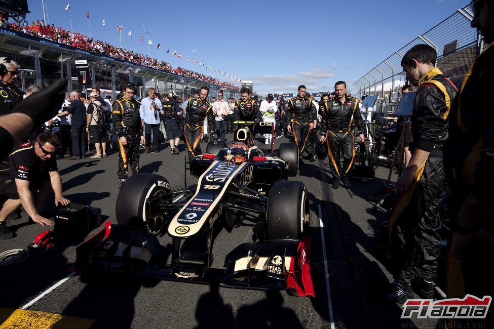 Romain Grosjean en la parrilla de Melbourne