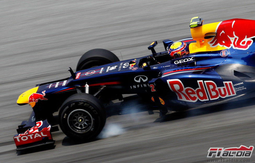 Pasada de frenada de Mark Webber en los libres de Sepang