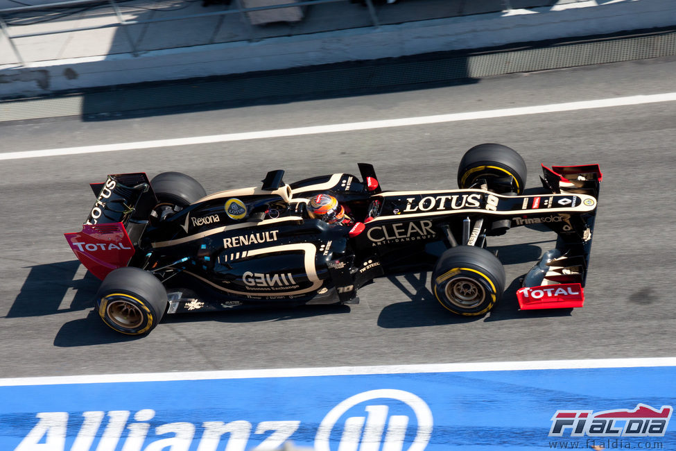 Romain Grosjean sale a pista en Montmeló