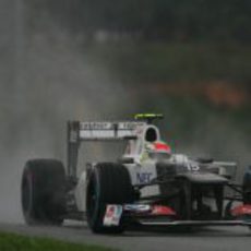 Sergio Pérez en la carrera del GP de Malasia 2012