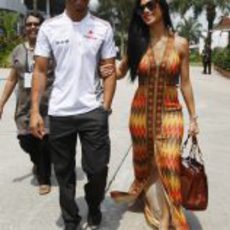 Lewis Hamilton y Nicole Scherzinger en el GP de Malasia 2012