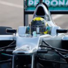 Primer plano de Nico Rosberg en el Mercedes W03