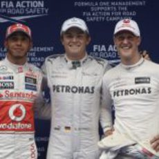 Nico Rosberg, Michael Schumacher y Lewis Hamilton los más rápidos