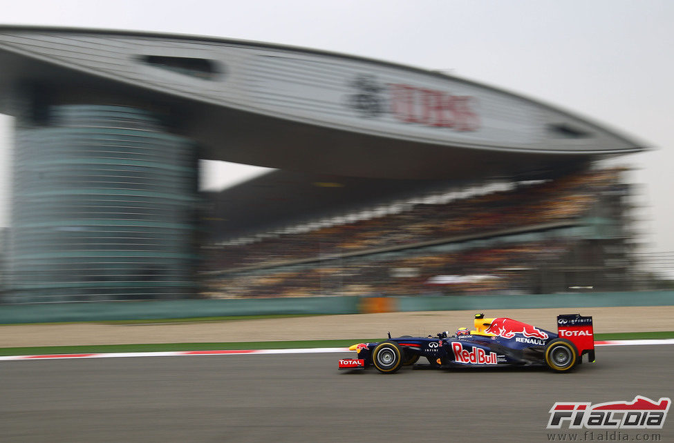Mark Webber durante la clasificación de Shanghái