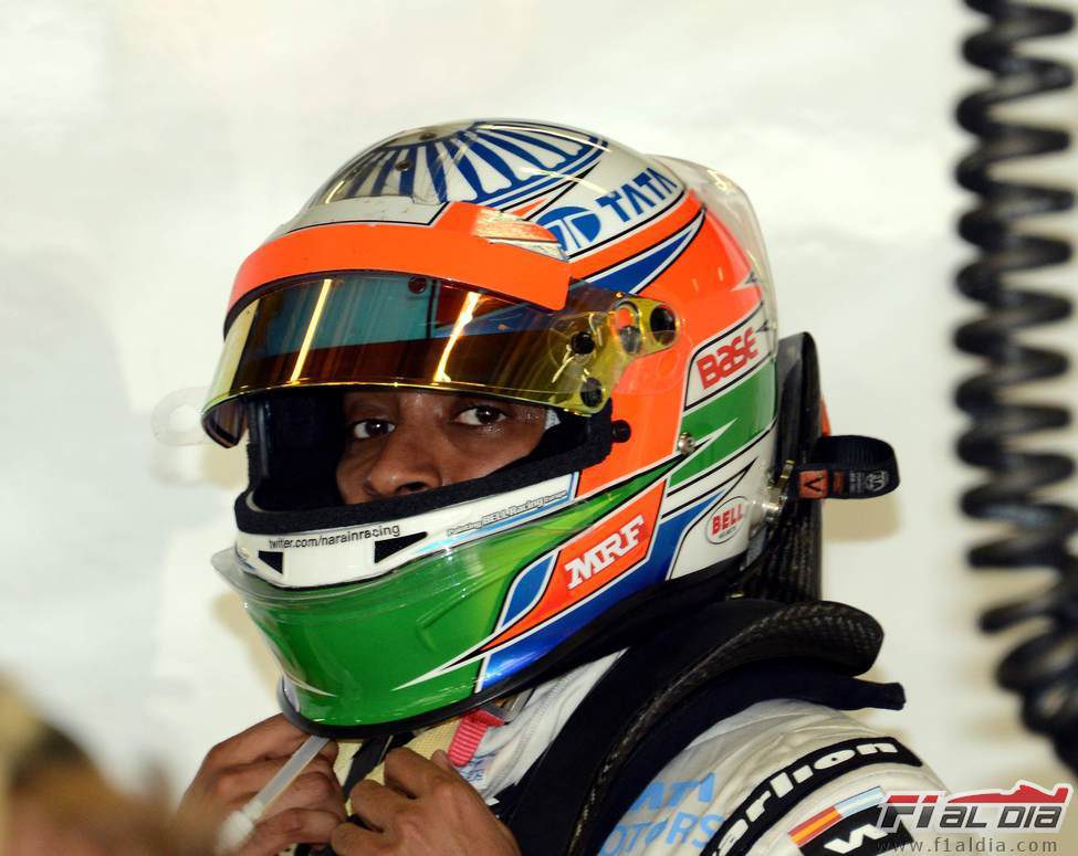 Plano del casco de Narain Karthikeyan