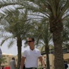 Michael Schumacher llega al circuito de Sakhir