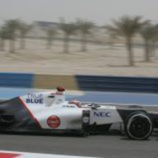 Kamui Kobayashi con las gomas medias en los libres 3 de Baréin