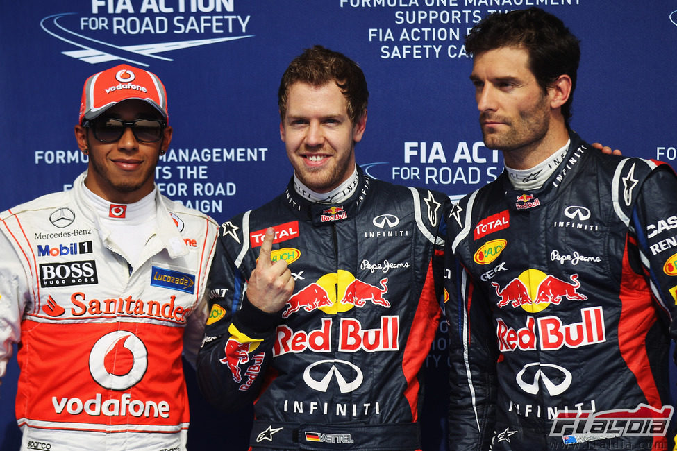 Los tres primeros en la clasificación del GP de Baréin 2012