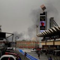 Protestas cerca del circuito de Sakhir durante la carrera de F1