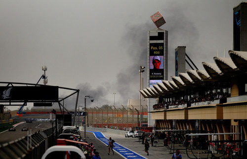 Protestas cerca del circuito de Sakhir durante la carrera de F1