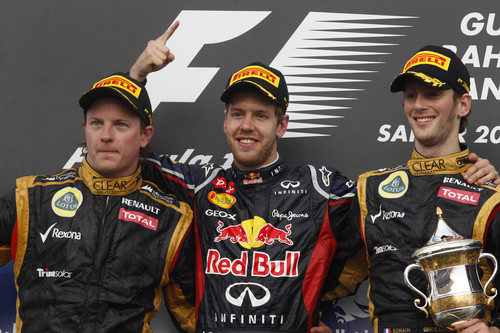 Räikkönen, Vettel y Grosjean en el podio de Baréin