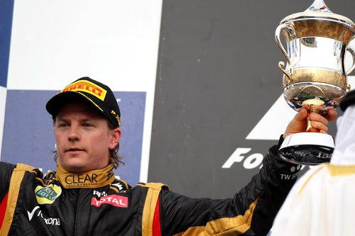 Kimi Räikkönen en el podio en Baréin