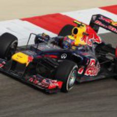 Mark Webber subido al RB8 durante el GP de Baréin