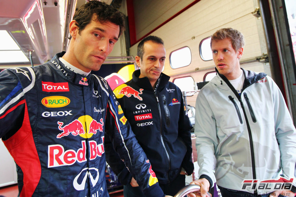 Mark Webber y Sebastian Vettel en los test de Mugello 2012